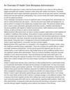 An Overview Of Health Care Workplace Administration
