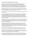 An Overview Of Mental Health Counseling