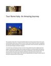 Tour Rome Italy- An Amazing Journey
