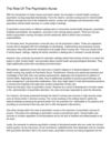 The Role Of The Psychiatric Nurse
