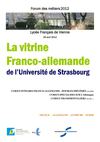 Vitrine franco allemande Université de Strasbourg 2012-2013 - Lycée français Vienne