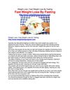 Fast Weight Loss By Fasting
