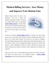 Medical Billing Services - Save Money and Improve Your Bottom Line