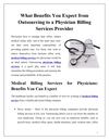 What Benefits You Expect from Outsourcing to a Physician Billing Services Provider