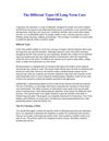 The Different Types Of Long Term Care Insurance