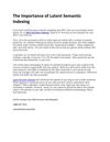 The Importance of Latent Semantic Indexing