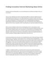 Finding Innovative Internet Marketing Ideas Online