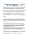 The Business Accountant – a Role for the Modern Business Era
