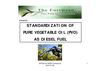 Standardization of Pure Vegetable Oil (PVO) as Diesel Fuel 