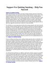 Support For Quitting Smoking – Help You Succeed