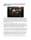 Things To Know About Online Sports Betting Site Before You Bet