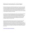 Retirement Communities As a Career Option
