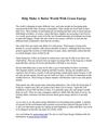 Help Make A Better World With Green Energy