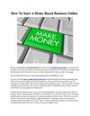 How To Start A Home Based Business Online