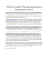 What to Consider When Hiring a Property Maintenance Service