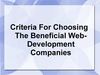Criteria For Choosing The Beneficial Web-Development Companies