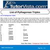 List of Pythagorean Triples