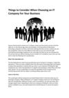 Things To Consider When Choosing An IT Company For Your Business
