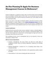 Are You Planning To Apply For Business Management Courses In Melbourne?