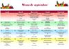 Menus du mois de Septembre 2012