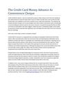 The Credit Card Money Advance As Convenience Cheque