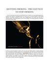 Quitting Smoking - The Easy Way to Stop Smoking