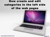 How create and edit categories in the left side of the web pages