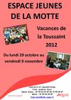programme des vacances de la Toussaint espace jeunes de la Motte