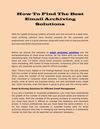 How To Find The Best Email Archiving Solutions