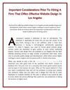 Important Considerations Prior To Hiring A Firm That Offers Effective Website Design In Los Angeles