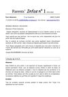 Parents'infos N° 1 - 2012