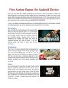 Five Action Games for Android Device