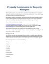 Property Maintenance for Property Managers