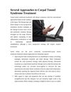 Several Approaches to Carpal Tunnel Syndrome Treatment