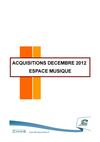 Nouveautés décembre 2012 espace musique