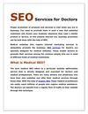 SEO Services for Doctors