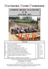 Hautefort, Notre Patrimoine - Compte rendu d'activité n°35 - janvier 2013