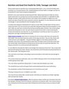 Nutrition and Good Oral Health for Child, Teenager and Adult 