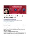 How to be Environmentally Friendly – eBook from 9PLR.com