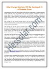 Solar Energy Solutions Will Be Developed At Affordable Prices
