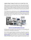 Appliance Repair Company Provides Service To Seattle Metro Cities