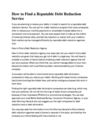 How to Find a Reputable Debt Reduction Service