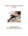 Commonly Used Terms In Automobile Insurance