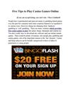 Five Tips to Play Casino Games Online