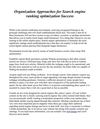 Organization Approaches for Search engine ranking optimization Success