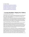 Learning Disabilities Helping Our Children