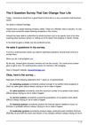 The 5 Question Survey That Can Change Your Life