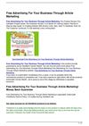 Free Advertising For Your Business Through Article Marketing