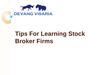 Tips For Learning Stock Broker Firms