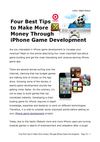 Four Best Tips to Make More Money Through iPhone Game Development